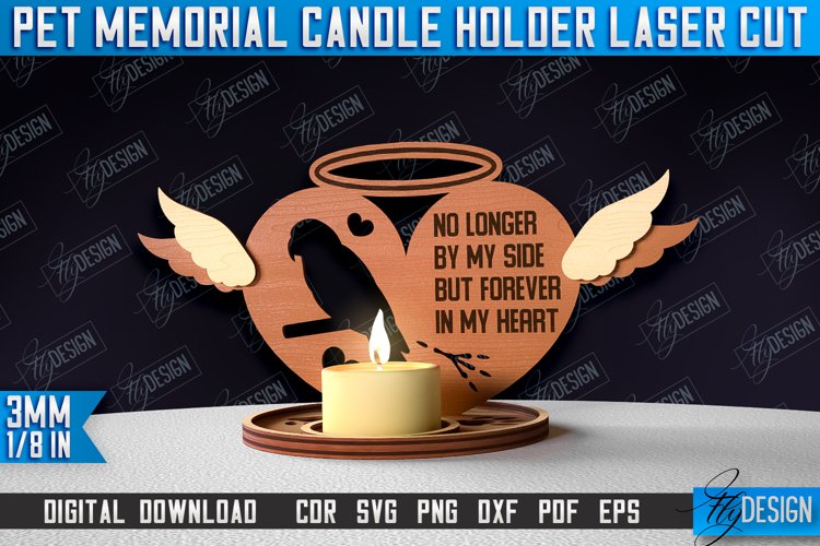 Pet Memorial Candle Holder Laser Cut | 3D Candle Holder example image 1