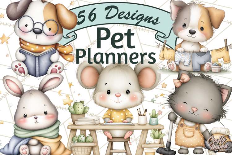 Pet Clipart PNG, Pastel Animal Planner Icons