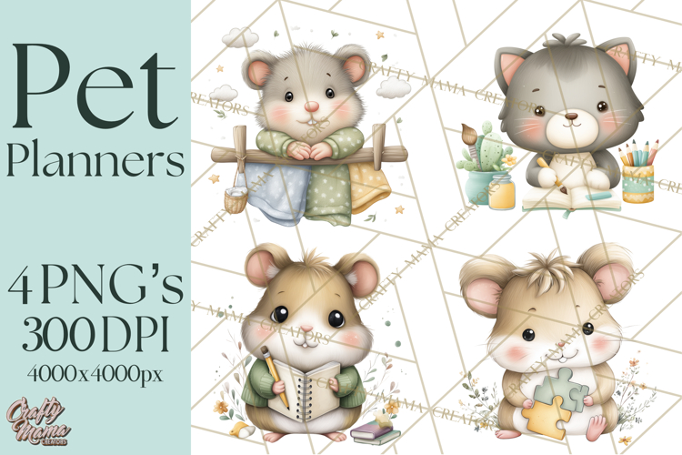 Pet Clipart PNG, Pastel Animal Planner Icons