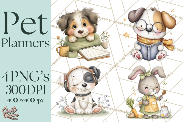 Pet Clipart PNG, Pastel Animal Planner Icons