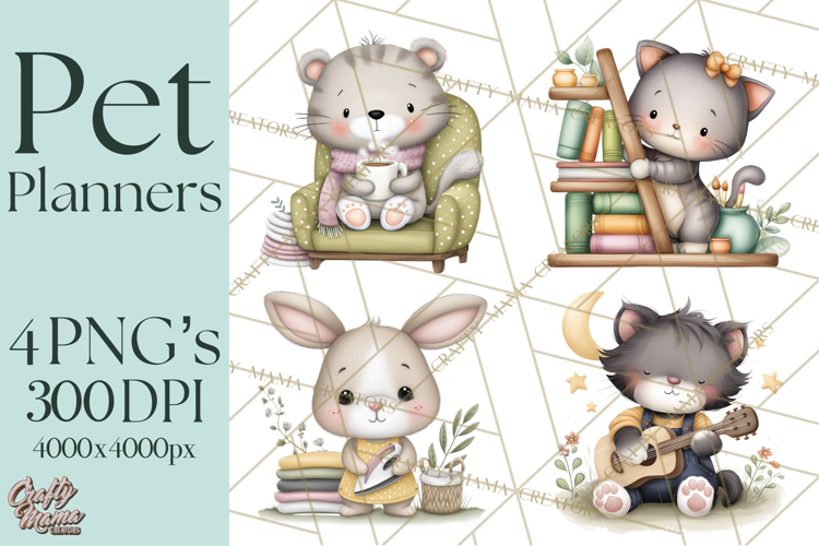 Pet Clipart PNG, Pastel Animal Planner Icons