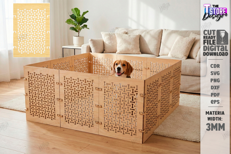 Pet Playpen Laser Cut | Fence Panel | Puppy Exercise Pen SVG