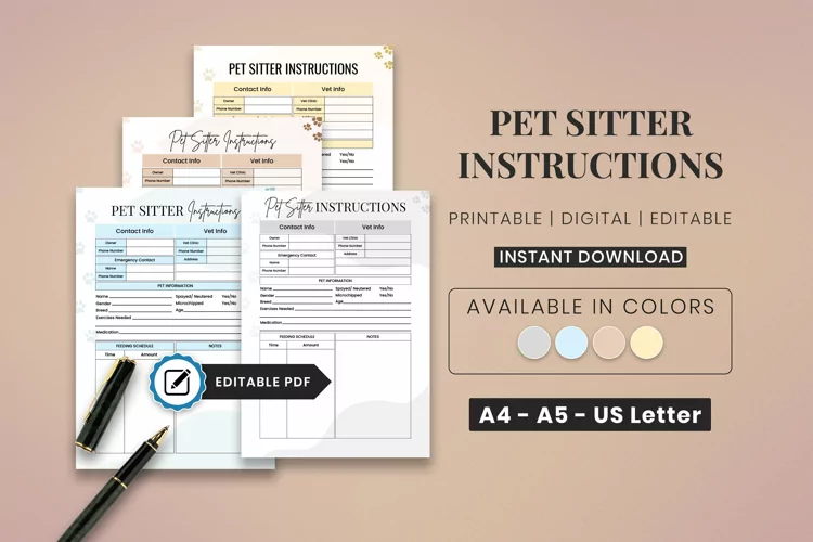 Pet Sitter Instructions | Editable Pet Sitter Instructions