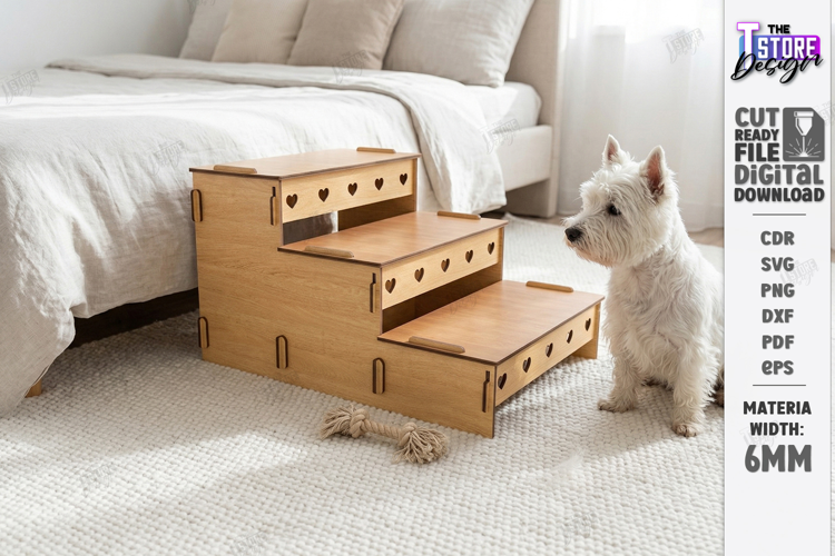 Wooden Pet Stairs Laser Cut | Pet Accessories | Pet House