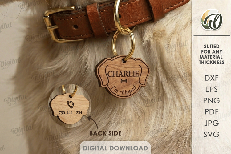 Personalized Dog Tag Laser Cut. Collar Tag. Pet Lover SVG