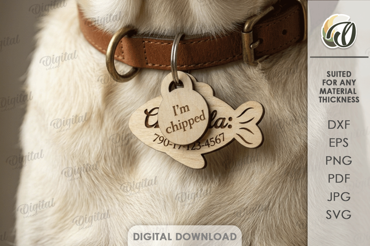 Personalized Cat Tag Laser Cut. Collar Tag. Pet Lover SVG