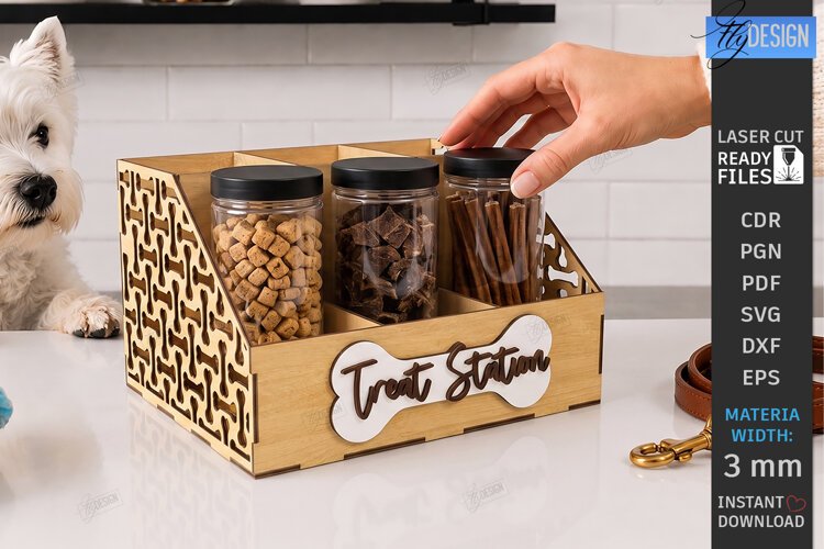 Pet Treat Organizer Laser Cut | Wooden Dog Cat Treat Station example image 1