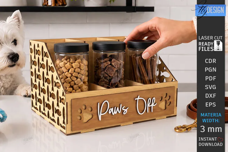 Pet Treat Organizer Laser Cut | Wooden Dog Cat Treat Station