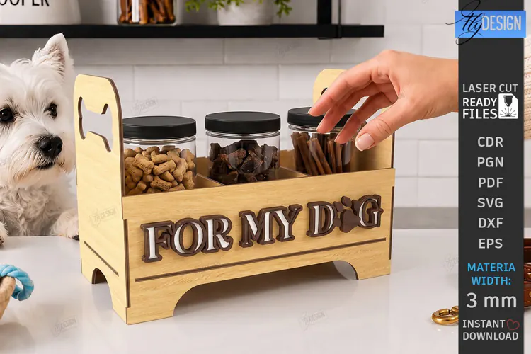 Pet Treat Organizer Laser Cut | Wooden Dog Cat Treat Station