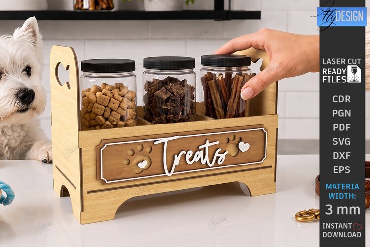 Pet Treat Organizer Laser Cut | Wooden Dog Cat Treat Station example image 1