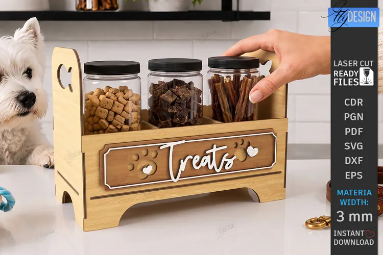 Pet Treat Organizer Laser Cut | Wooden Dog Cat Treat Station