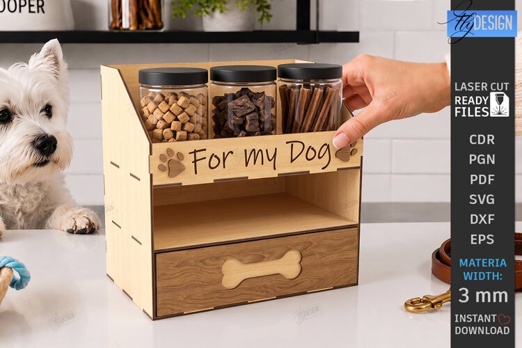 Pet Treat Organizer Laser Cut | Wooden Dog Cat Treat Station example image 1