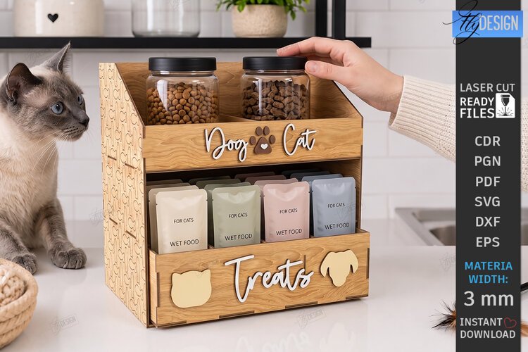 Pet Treat Organizer Laser Cut | Wooden Dog Cat Treat Station example image 1