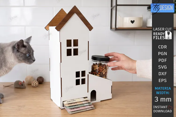 Pet Treat Organizer Laser Cut | Wooden Dog Cat Treat Station
