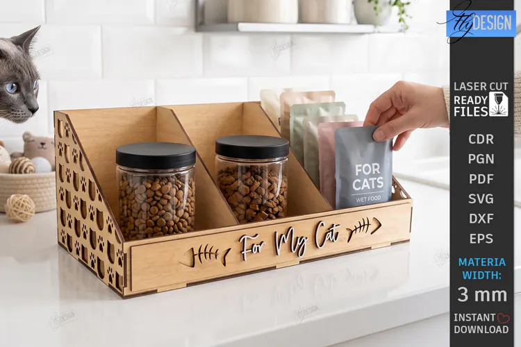 Pet Treat Organizer Laser Cut | Wooden Dog Cat Treat Station