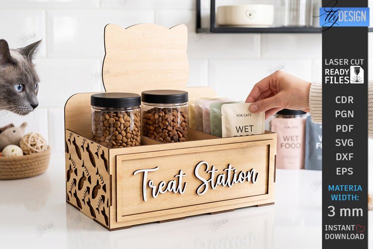 Pet Treat Organizer Laser Cut | Wooden Dog Cat Treat Station example image 1