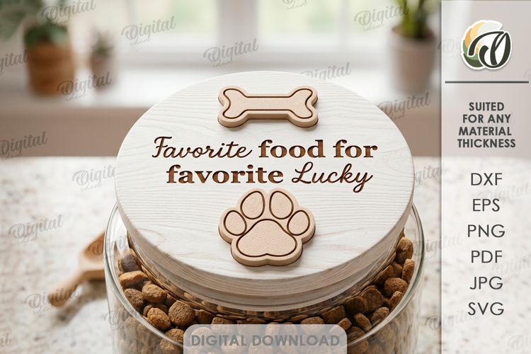3D Pet Treats Jar lid Laser Cut. Mason Jar Topper SVG