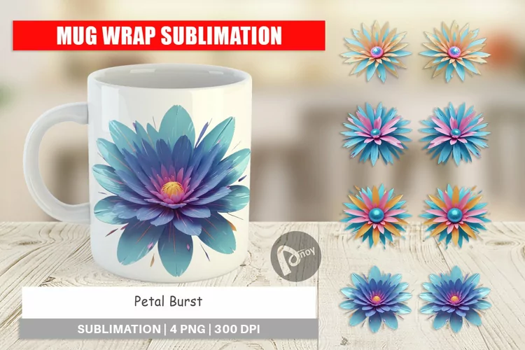 Mug Wrap Design Petal Burst