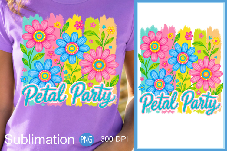 Summer Vibes PNG, Petal Party Floral Sublimation Design example image 1
