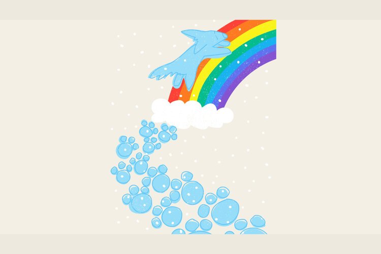 Pet Loss Rainbow Bridge Dog Illustration example image 1