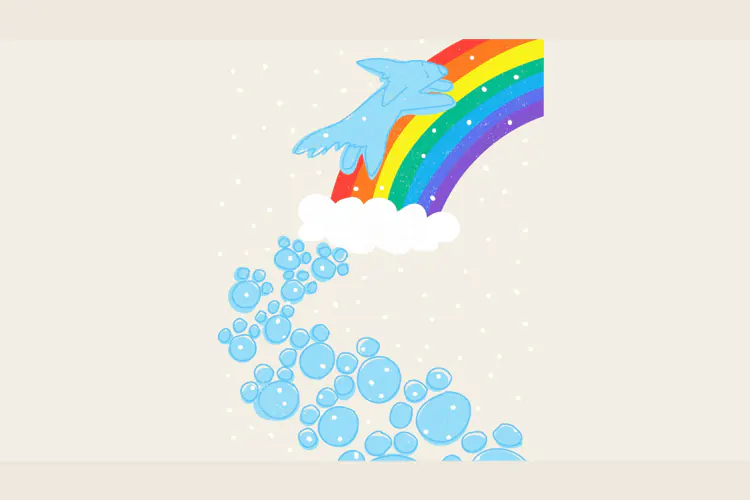 Pet Loss Rainbow Bridge Dog Illustration