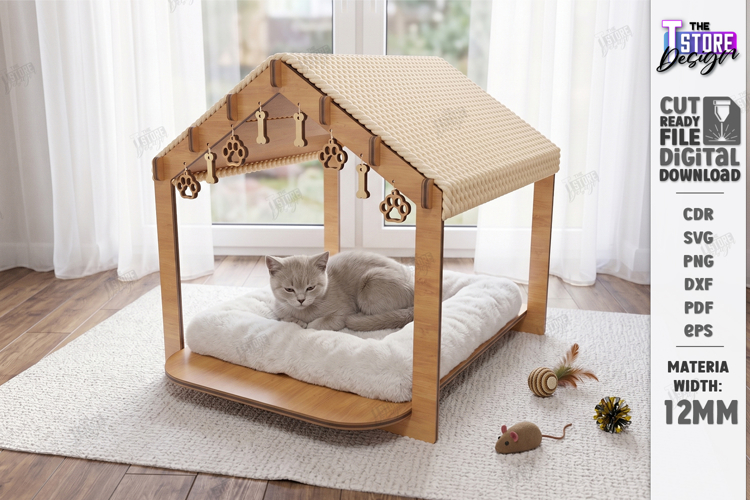 Cat Bed and House Laser Cut | Pet Furniture | Pet Bed Laser
