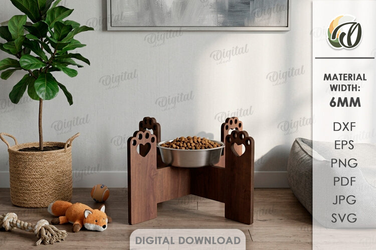 Pet Bowl Holder Laser Cut. Elevated Pet Bowl Stand SVG example image 1