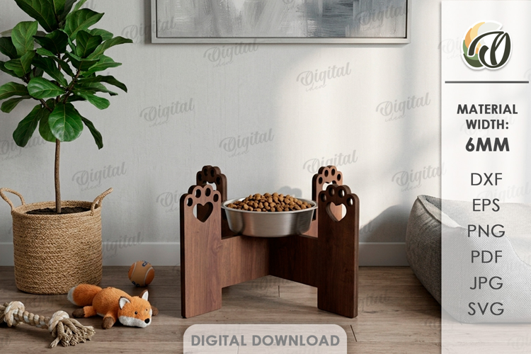 Pet Bowl Holder Laser Cut. Elevated Pet Bowl Stand SVG