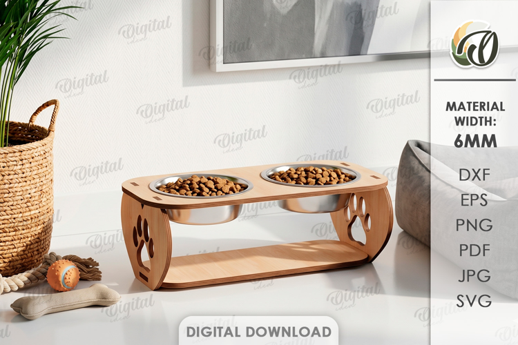 Pet Bowl Holder Laser Cut. Elevated Pet Bowl Stand SVG