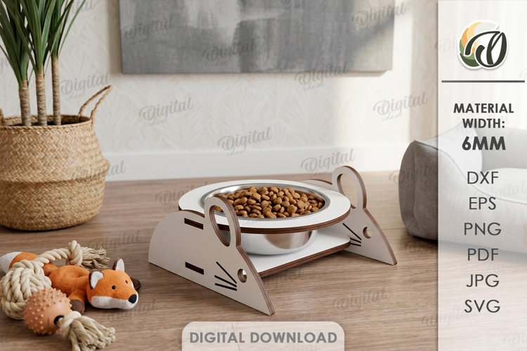 Cat Bowl Holder Laser Cut. Elevated Cat Bowl Stand SVG