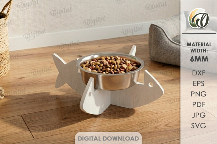Cat Bowl Holder Laser Cut. Elevated Cat Bowl Stand SVG