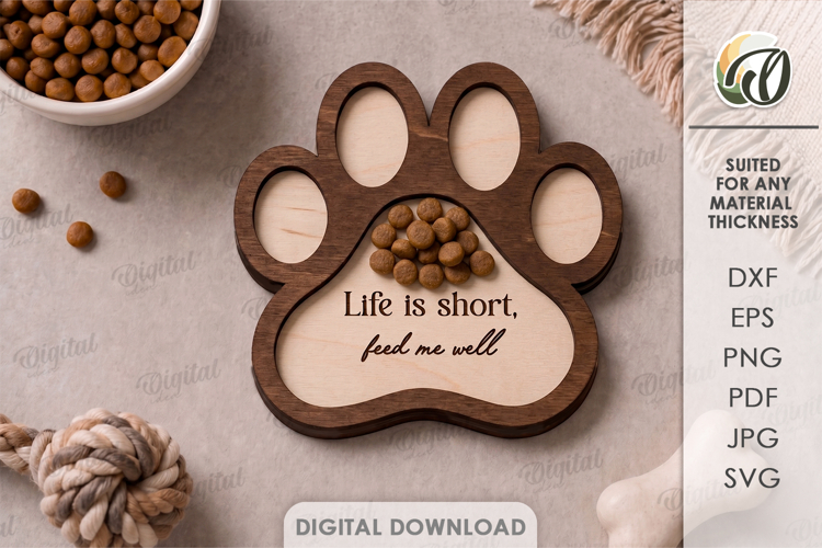 3D Pet Charcuterie Board Laser Cut. Pet Treat Plate SVG