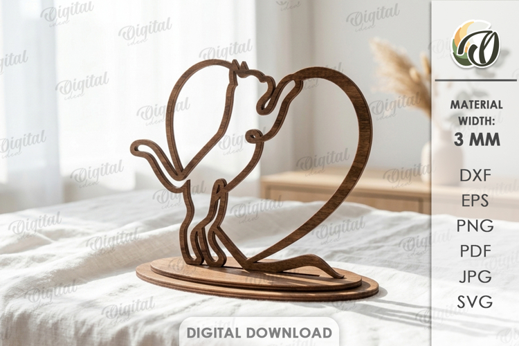 Cat Line Art Stand Laser Cut. Standing Home Decor SVG example image 1