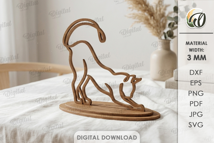 Cat Line Art Stand Laser Cut. Standing Home Decor SVG example image 1