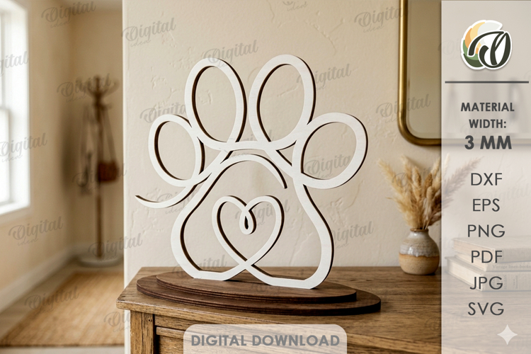Pet Line Art Stand Laser Cut. Standing Home Decor SVG example image 1