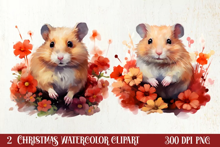Pets Love Christmas Watercolor Clipart, Christmas PNG