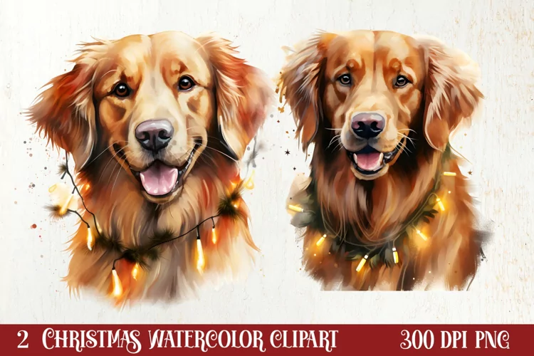 Pets Love Christmas Watercolor Clipart, Christmas PNG