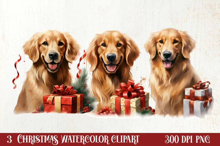 Pets Love Christmas Watercolor Clipart, Christmas PNG