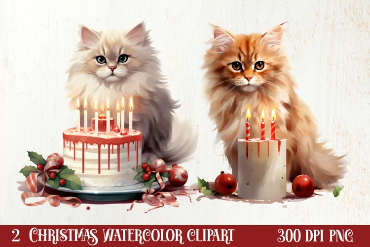 Pets Love Christmas Watercolor Clipart, Christmas PNG
