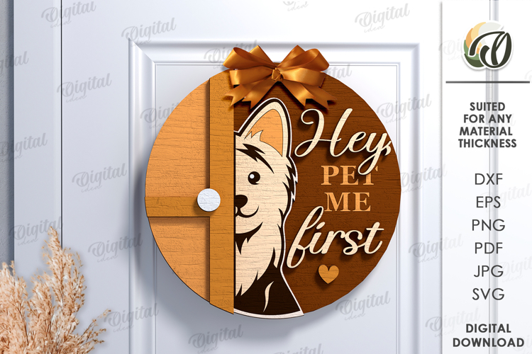 Dog Round Sign Laser Cut. Door Hanger SVG