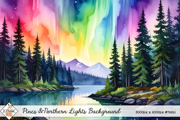 Pines & Northern Lights Background jpg