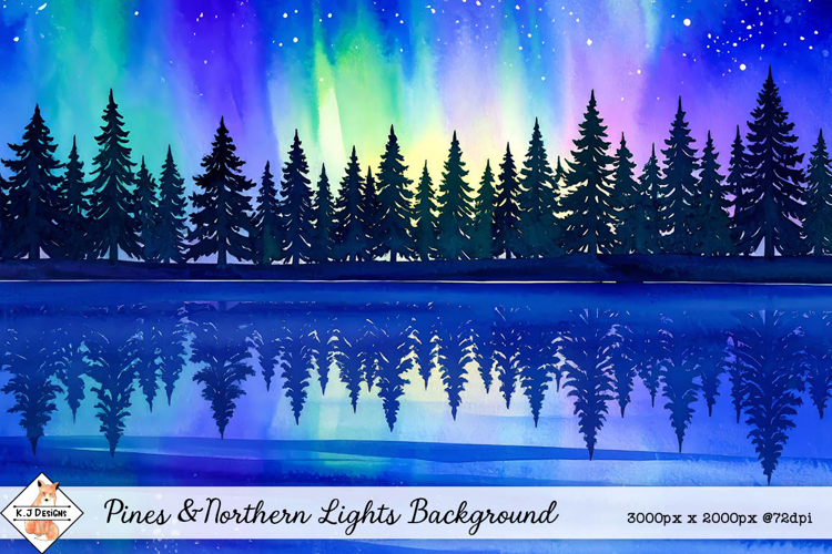 Pines & Northern Lights Background jpg