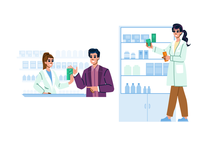 medication pharmacist woman vector