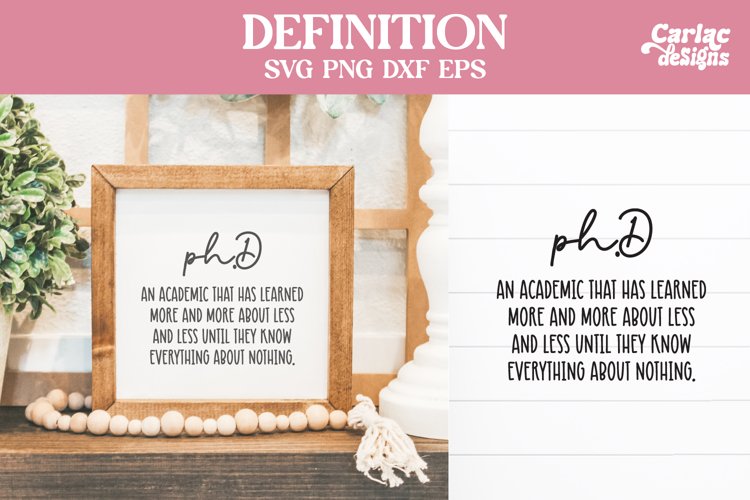 phD Definition SVG Cut File and Sublimation