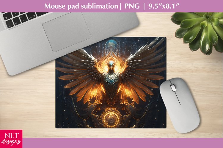 Sublimation mouse pad Steampunk phoenix, Phoenix Mouse pad