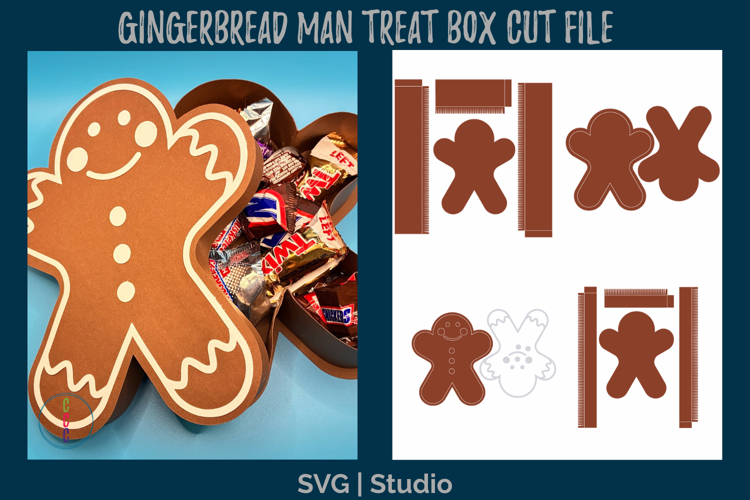 Gingerbread Man Treat Box SVG - Holiday Gift Box Cut File
