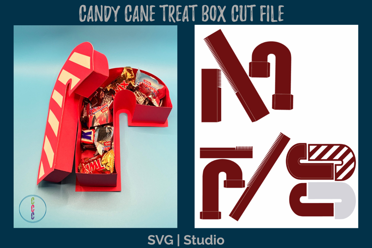 Candy Cane Treat Box SVG - Holiday Gift Box - Goody Box SVG