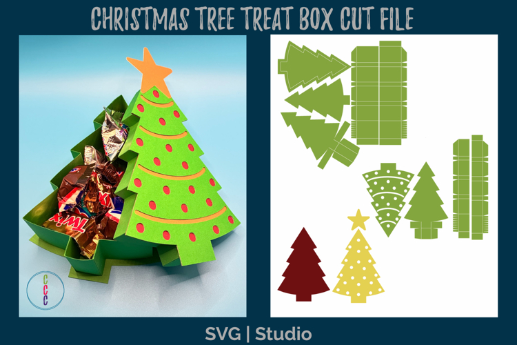 Christmas Tree Treat Box SVG - Holiday Gift Box Cut File