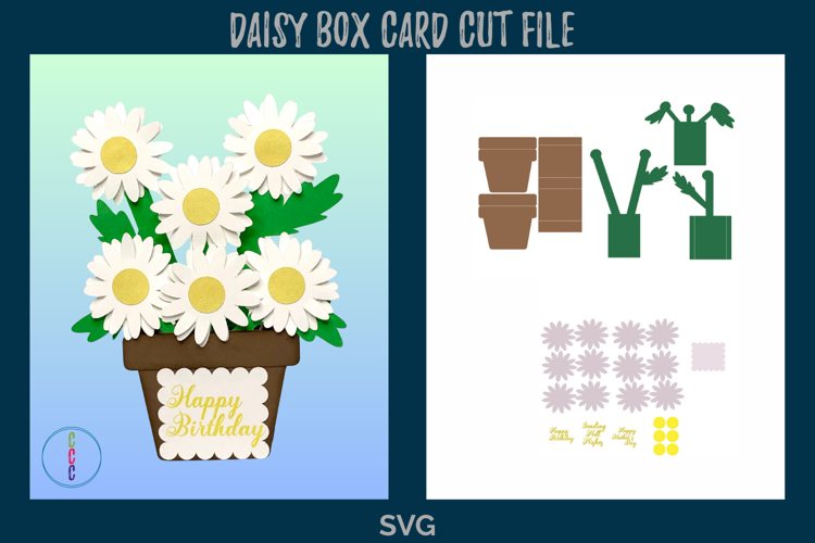 Flower Box Card SVG - Daisy Pop Up Card SVG - Mothers Day