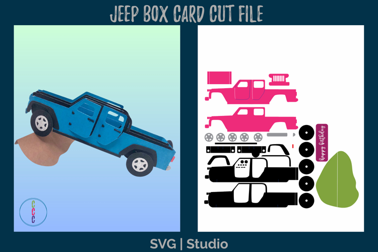 Off-Road Truck Box Card SVG | 3D Pop Up Slimline B-day Card